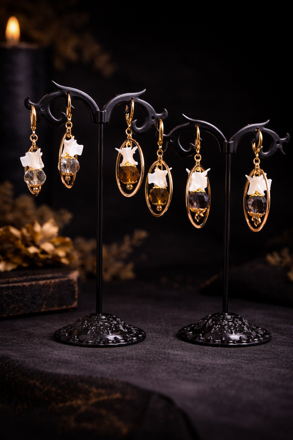 Rattlesnake Vertebrae Gold Hoop Earrings