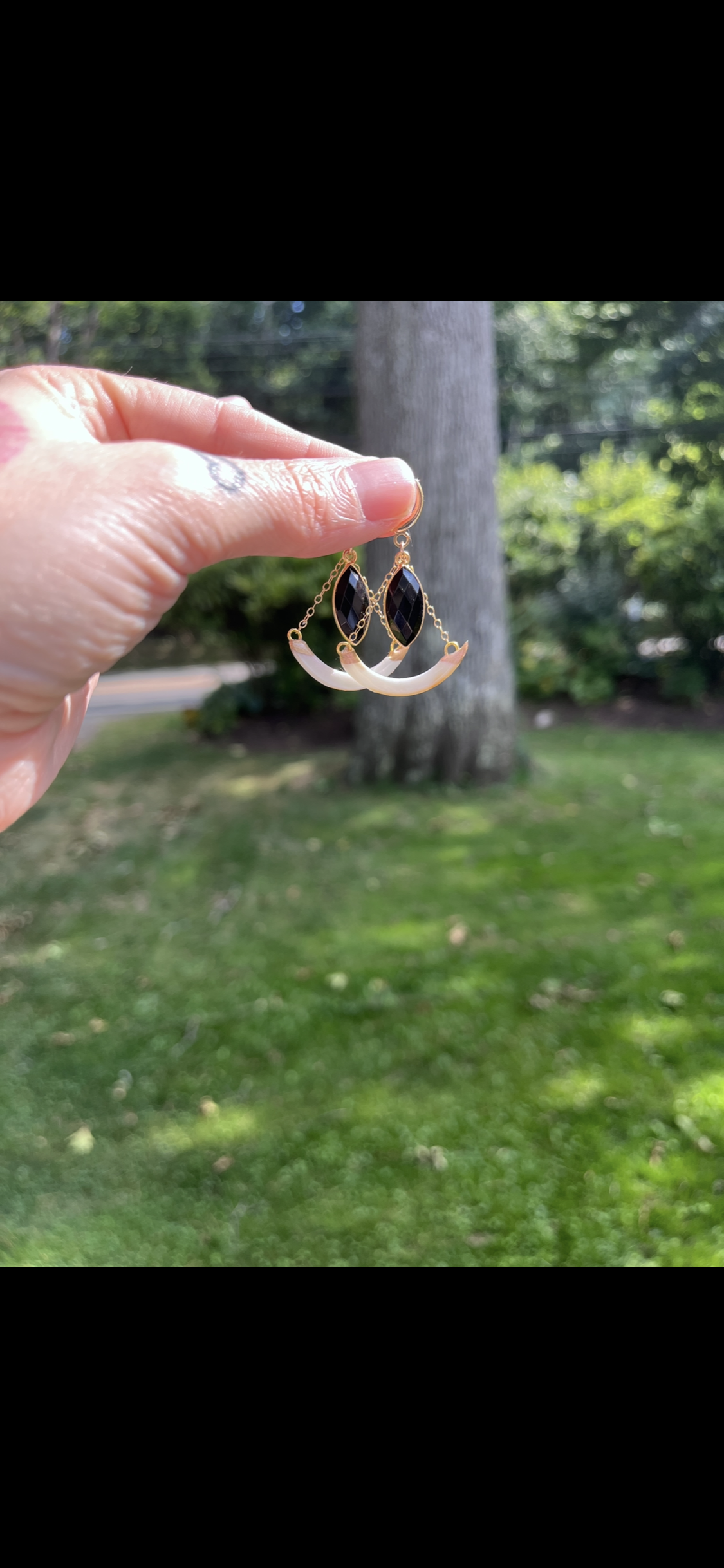 Oversized Squirrel Tooth Relic Earrings