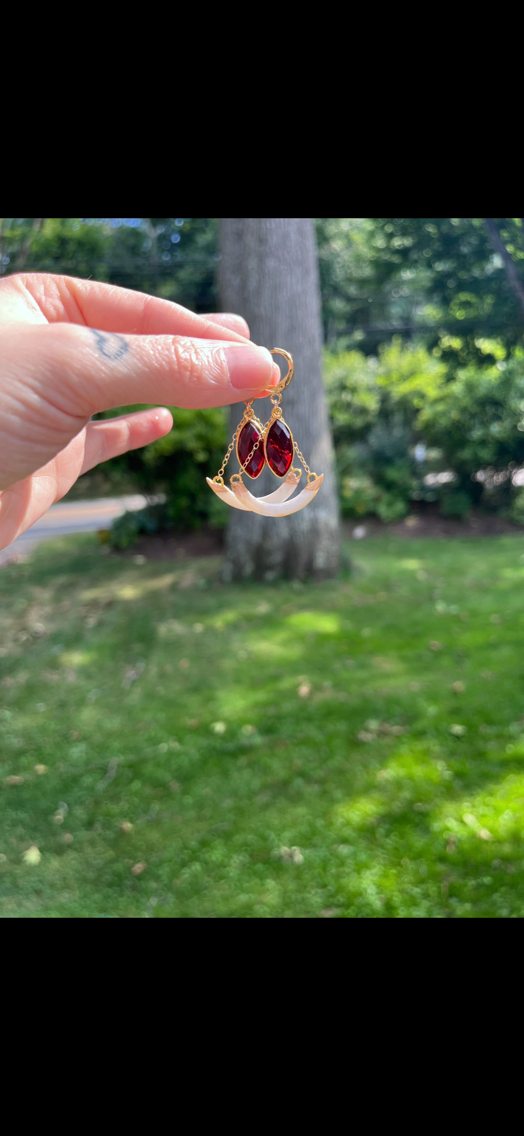 Oversized Squirrel Tooth Relic Earrings
