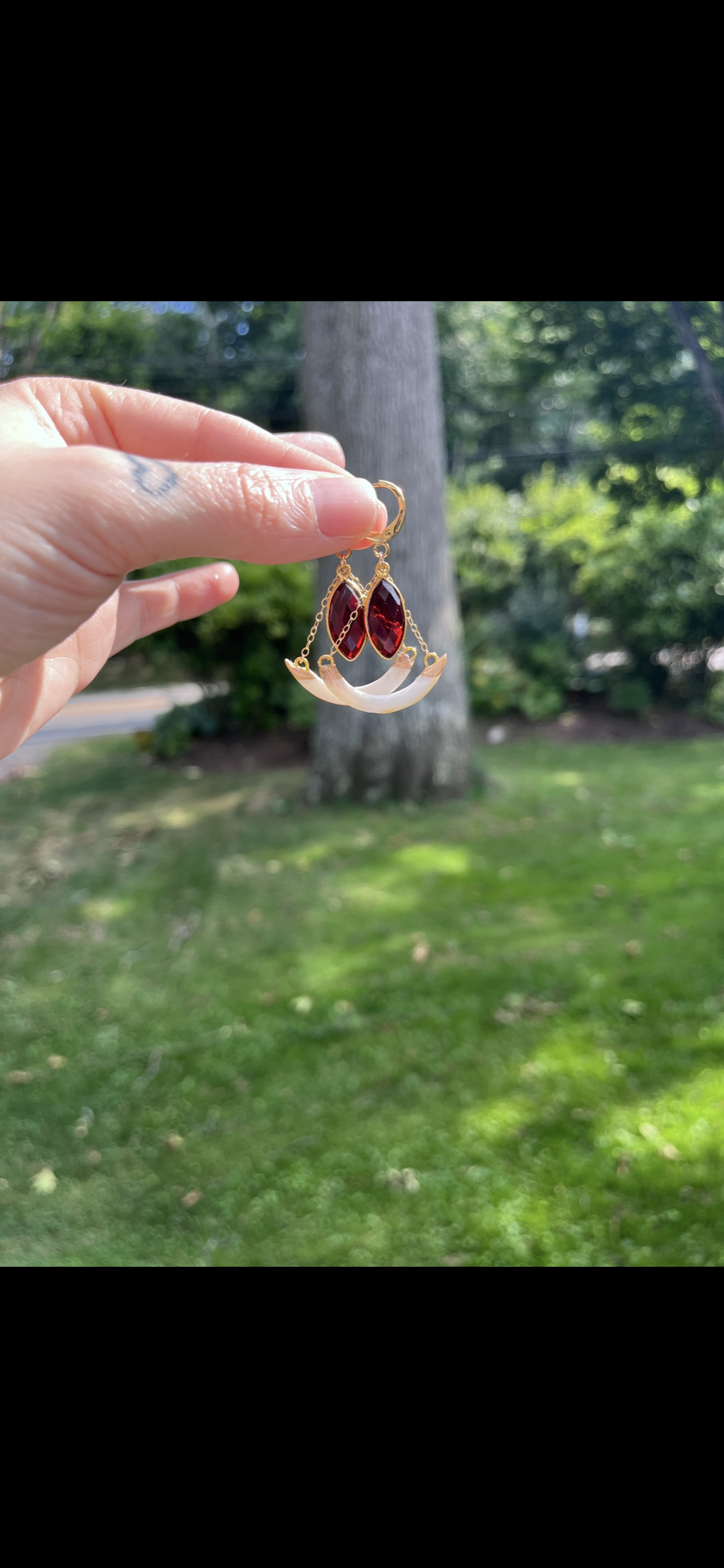 Oversized Squirrel Tooth Relic Earrings