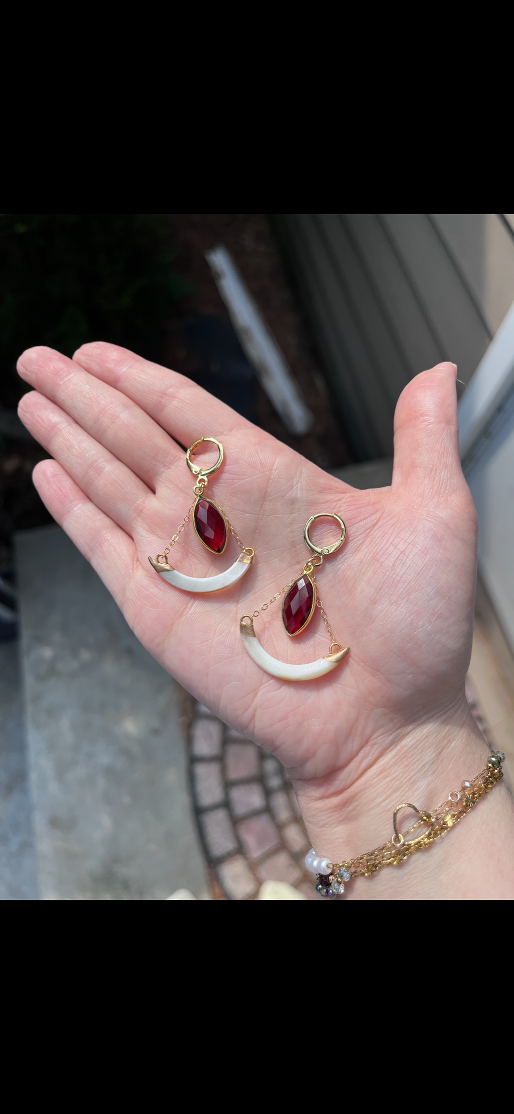 Oversized Squirrel Tooth Relic Earrings